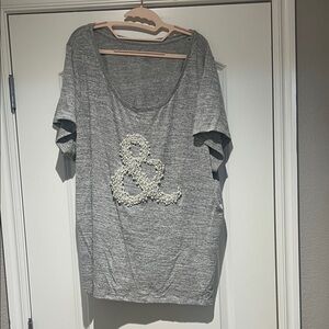Lane Bryant Gray Tee with Cream Ampersand